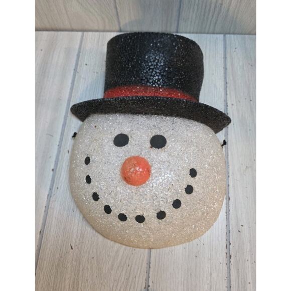 Vtg Frosty Snowman Porch Light Cover Popcorn Melted Plastic 12” Christmas Decor - Picture 1 of 5